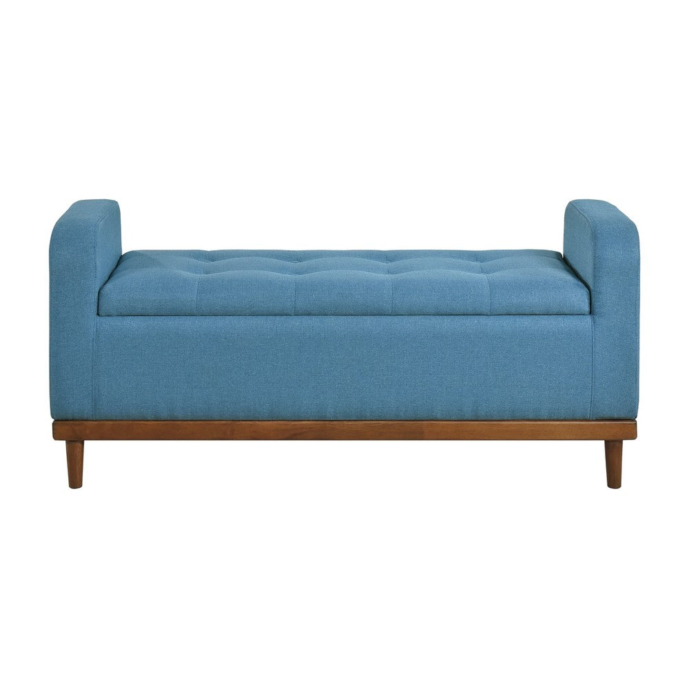 Bity Lift Top Storage Bench, Blue Textured Fabric, Wood Base, 50 Inch -BM336336
