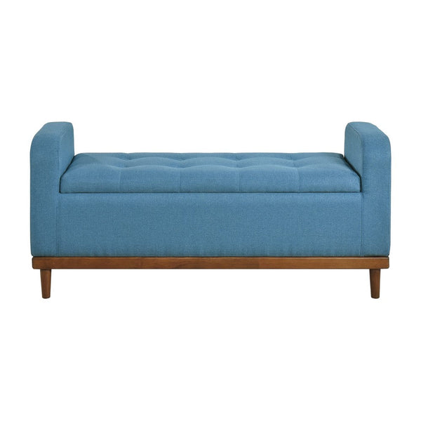 Bity Lift Top Storage Bench, Blue Textured Fabric, Wood Base, 50 Inch -BM336336