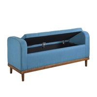 Bity Lift Top Storage Bench, Blue Textured Fabric, Wood Base, 50 Inch -BM336336