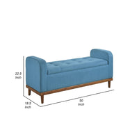 Bity Lift Top Storage Bench, Blue Textured Fabric, Wood Base, 50 Inch -BM336336