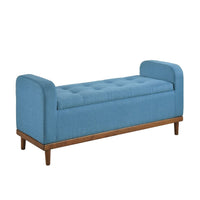Bity Lift Top Storage Bench, Blue Textured Fabric, Wood Base, 50 Inch -BM336336
