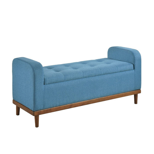 Bity Lift Top Storage Bench, Blue Textured Fabric, Wood Base, 50 Inch -BM336336