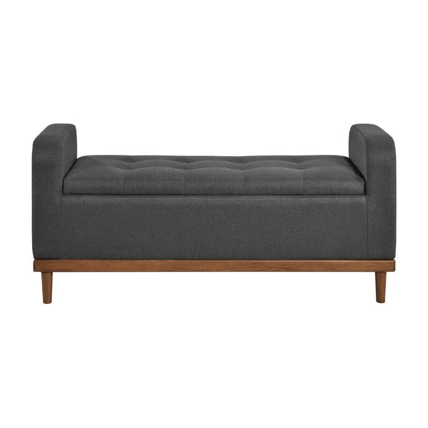 Bity Lift Top Storage Bench, Dark Gray Textured Fabric, Wood 50 Inch -BM336337