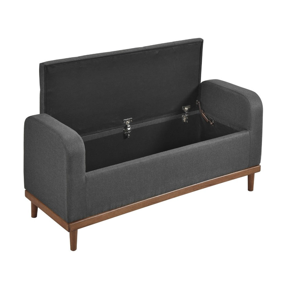 Bity Lift Top Storage Bench, Dark Gray Textured Fabric, Wood 50 Inch -BM336337