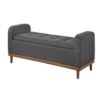 Bity Lift Top Storage Bench, Dark Gray Textured Fabric, Wood 50 Inch -BM336337