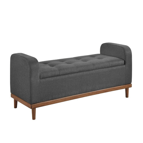 Bity Lift Top Storage Bench, Dark Gray Textured Fabric, Wood 50 Inch -BM336337