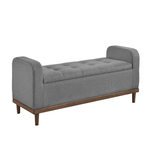 Bity Lift Top Storage Bench, Medium Gray Textured Fabric, Wood 50 Inch -BM336338