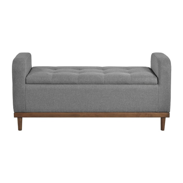 Bity Lift Top Storage Bench, Medium Gray Textured Fabric, Wood 50 Inch -BM336338