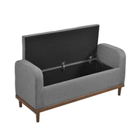 Bity Lift Top Storage Bench, Medium Gray Textured Fabric, Wood 50 Inch -BM336338
