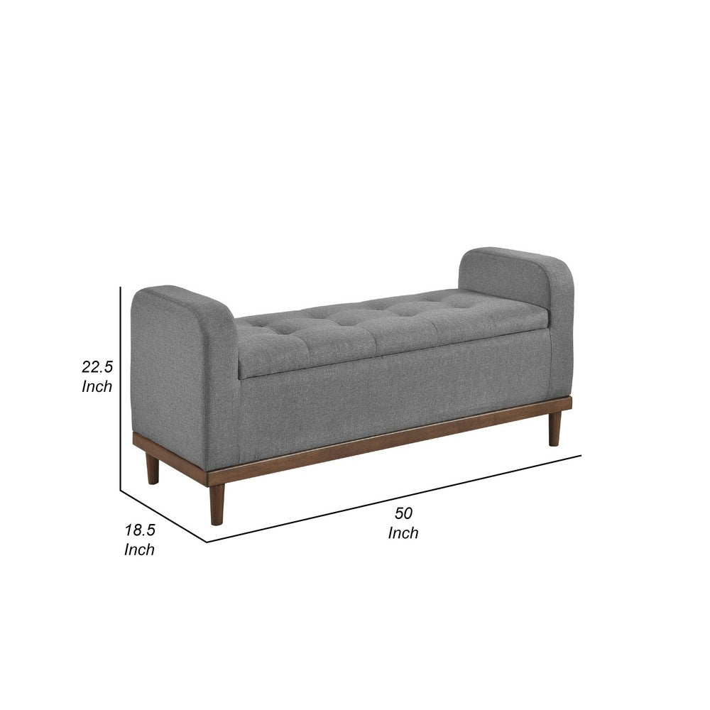 Bity Lift Top Storage Bench, Medium Gray Textured Fabric, Wood 50 Inch -BM336338