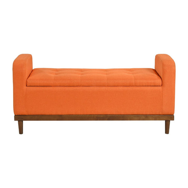 Bity Lift Top Storage Bench, Orange Textured Fabric, Wood Base 50 Inch -BM336339