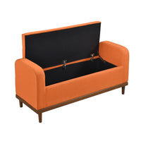 Bity Lift Top Storage Bench, Orange Textured Fabric, Wood Base 50 Inch -BM336339