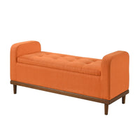 Bity Lift Top Storage Bench, Orange Textured Fabric, Wood Base 50 Inch -BM336339