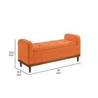Bity Lift Top Storage Bench, Orange Textured Fabric, Wood Base 50 Inch -BM336339