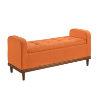Bity Lift Top Storage Bench, Orange Textured Fabric, Wood Base 50 Inch -BM336339
