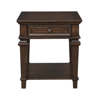 Tabby Side End Table with Drawer and Shelf, Brown Birch Wood 28 Inch -BM336341
