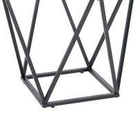Lucas Side End Table, Clear Glass Top, Geometric Frame, Black Metal -BM336343
