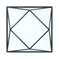 Lucas Cocktail Table, Clear Glass Top, Geometric Frame, Black Metal -BM336344