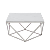 Allie Coffee Table, Sintered Stone, Silver Stainless Steel 32 Inch -BM336346