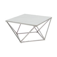 Allie Coffee Table, Sintered Stone, Silver Stainless Steel 32 Inch -BM336346
