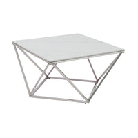 Allie Coffee Table, Sintered Stone, Silver Stainless Steel 32 Inch -BM336346