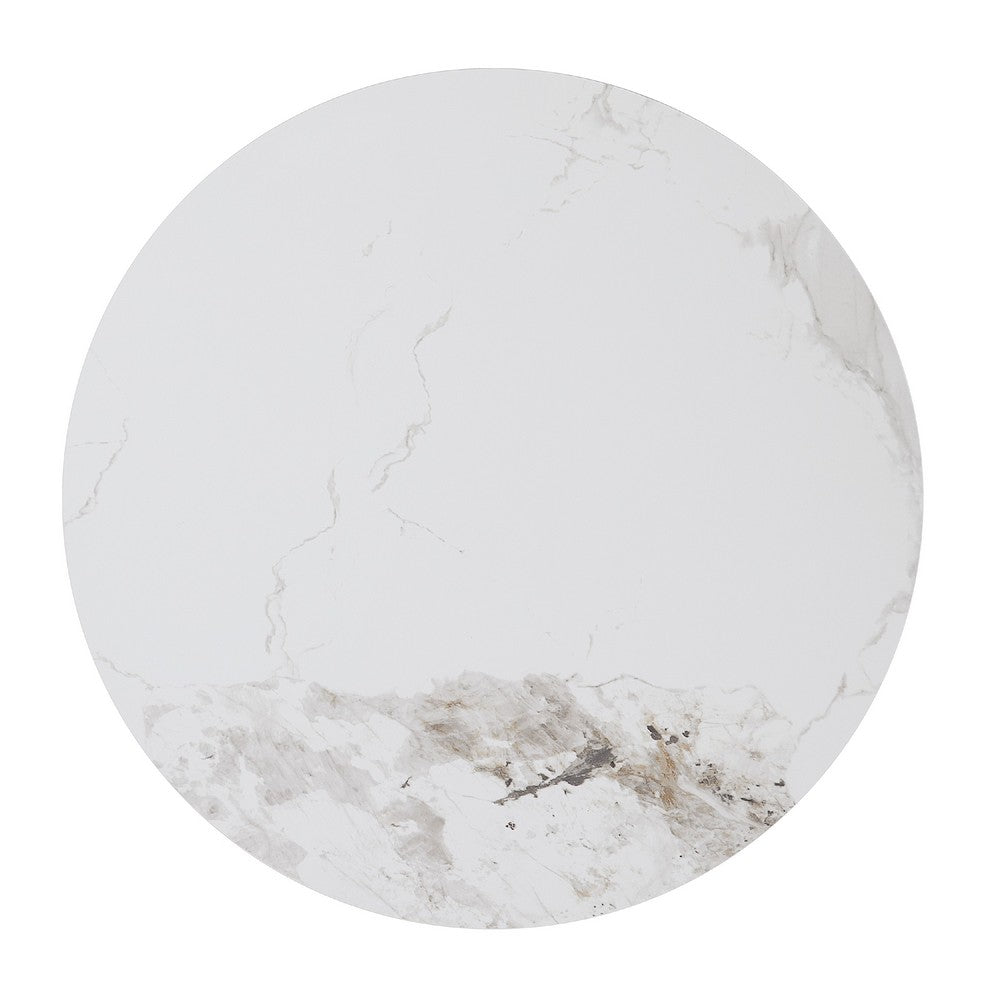 Ryea Side End Table, White Sintered Stone Top, Conical Base 20 Inch -BM336349