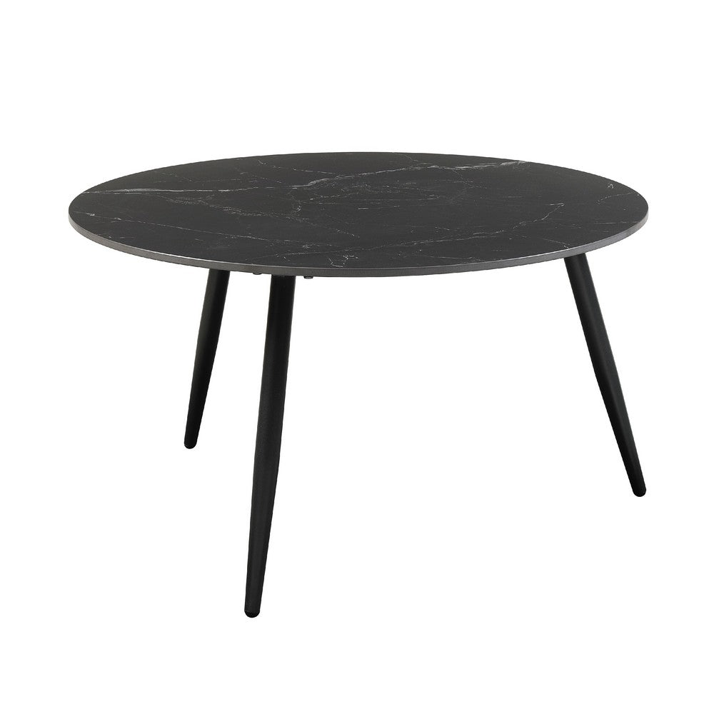 Lyra 3pc Occasional Coffee Table Set, Nesting Black Stone Top, Black -BM336350