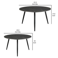Lyra 3pc Occasional Coffee Table Set, Nesting Black Stone Top, Black -BM336350