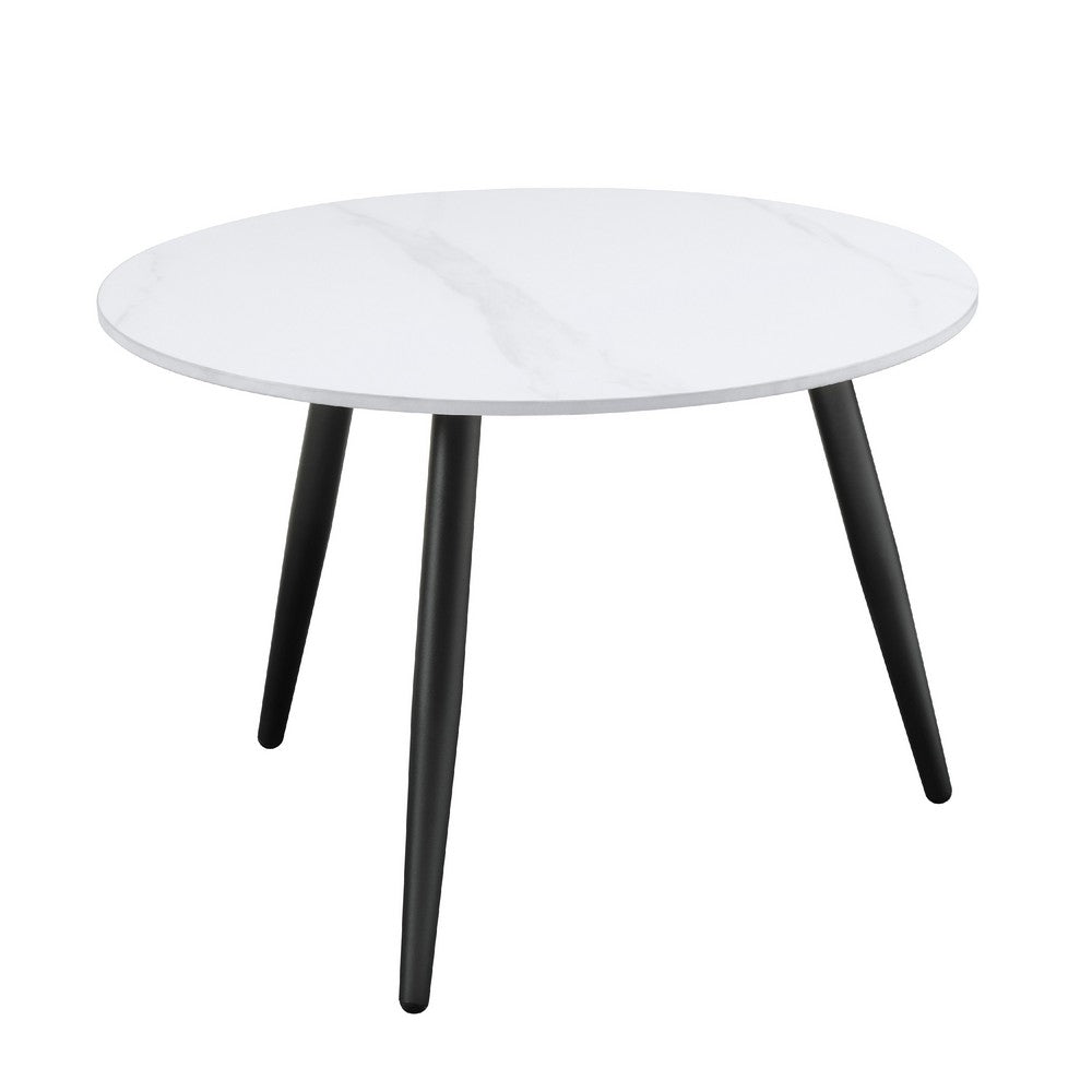 Lyra 3pc Occasional Coffee Table Set, Nesting White Stone Top, Black -BM336351