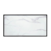 Anya 3pc Coffee and End Table Set, White Marble Print Glass Top, Black -BM336353