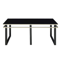 Zamie 3pc Coffee and End Table Set, Black Glass Top, Gold Accents -BM336354