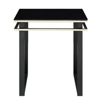 Zamie 3pc Coffee and End Table Set, Black Glass Top, Gold Accents -BM336354