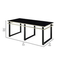 Zamie 3pc Coffee and End Table Set, Black Glass Top, Gold Accents -BM336354