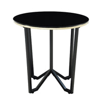 Amyra 3pc Occasional Coffee and End Table Set, Black Glass, Gold -BM336355