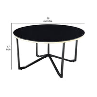 Amyra 3pc Occasional Coffee and End Table Set, Black Glass, Gold -BM336355