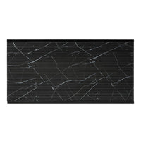 Melin 3pc Coffee and End Table Set, Geometric, Black Glass Marbled Top -BM336357