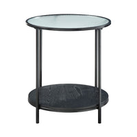 Deena 2pc Coffee and End Table Set, Fluted Glass Top, Black Metal -BM336358