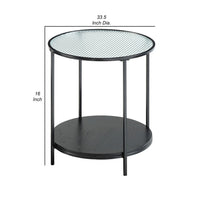 Deena 2pc Coffee and End Table Set, Fluted Glass Top, Black Metal -BM336358