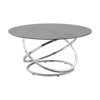 Marlyn 3pc Coffee End Table Set, Black Round Tempered Glass, Chrome -BM336359