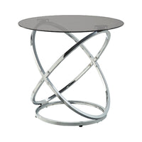 Marlyn 3pc Coffee End Table Set, Black Round Tempered Glass, Chrome -BM336359