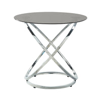 Marlyn 3pc Coffee End Table Set, Black Round Tempered Glass, Chrome -BM336359