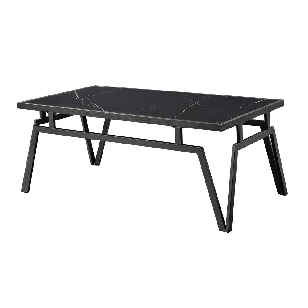 Howie 3pc Coffee and End Table Set, Black Sintered Stone, Bronze -BM336360