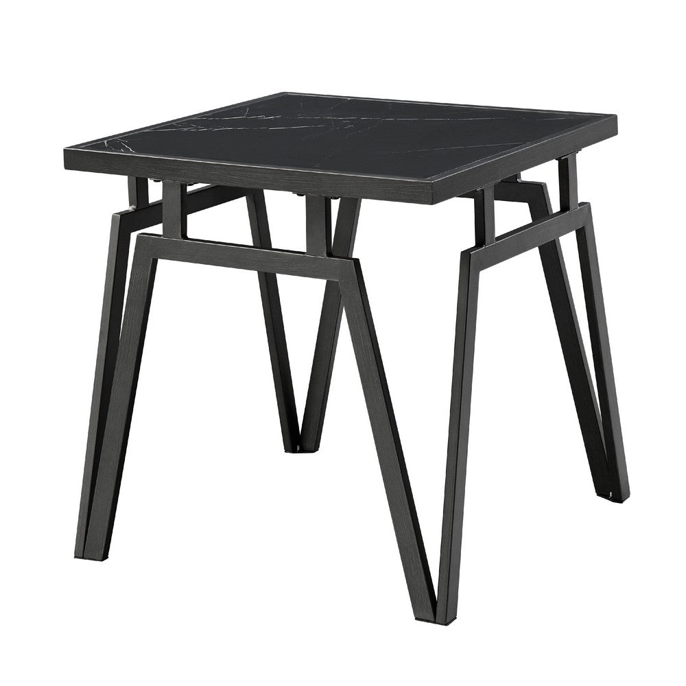 Howie 3pc Coffee and End Table Set, Black Sintered Stone, Bronze -BM336360