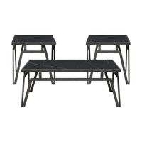 Howie 3pc Coffee and End Table Set, Black Sintered Stone, Bronze -BM336360