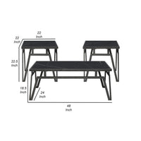 Howie 3pc Coffee and End Table Set, Black Sintered Stone, Bronze -BM336360