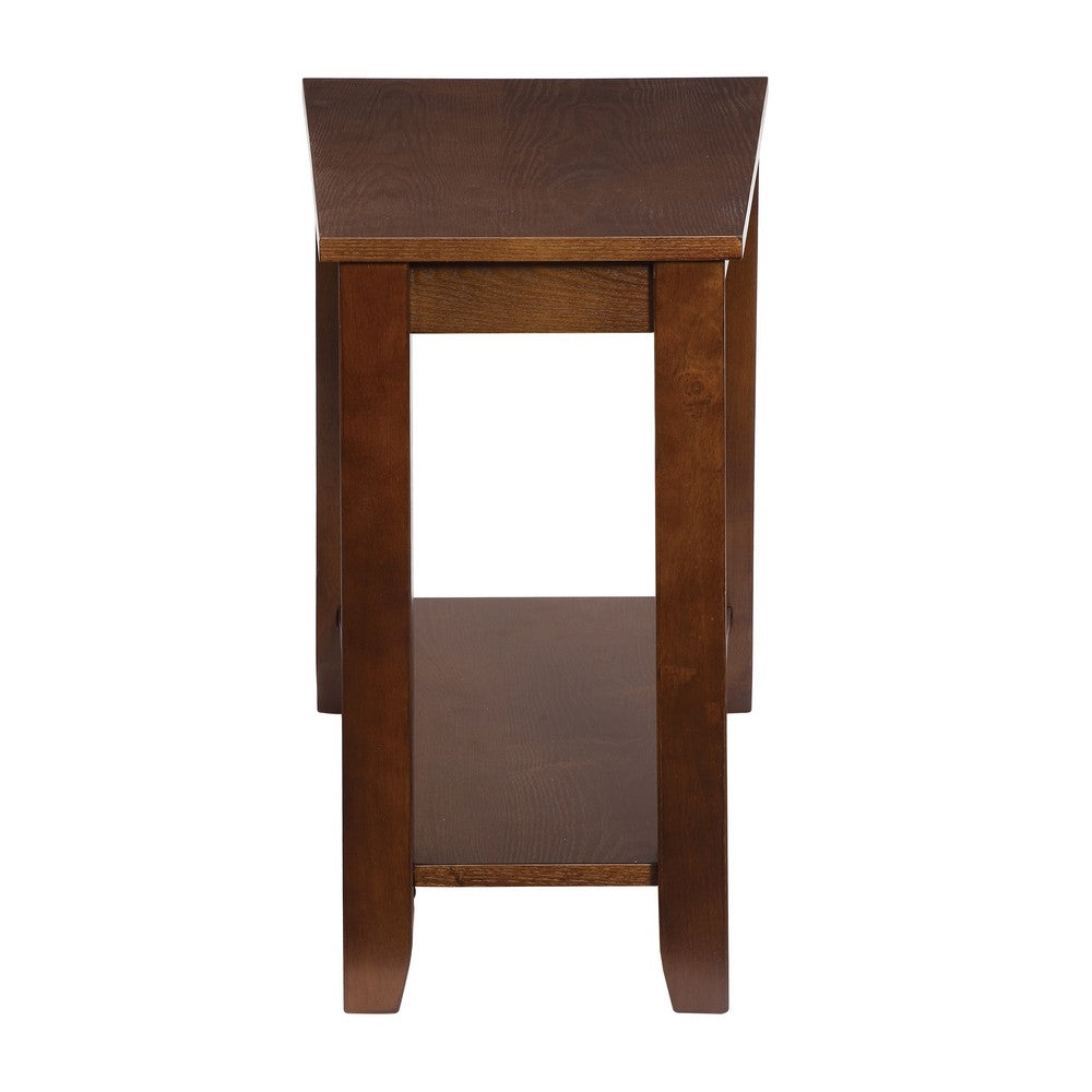 Elyna Chairside End Table, Wedge Shaped Espresso Brown Wood 24 Inch -BM336361
