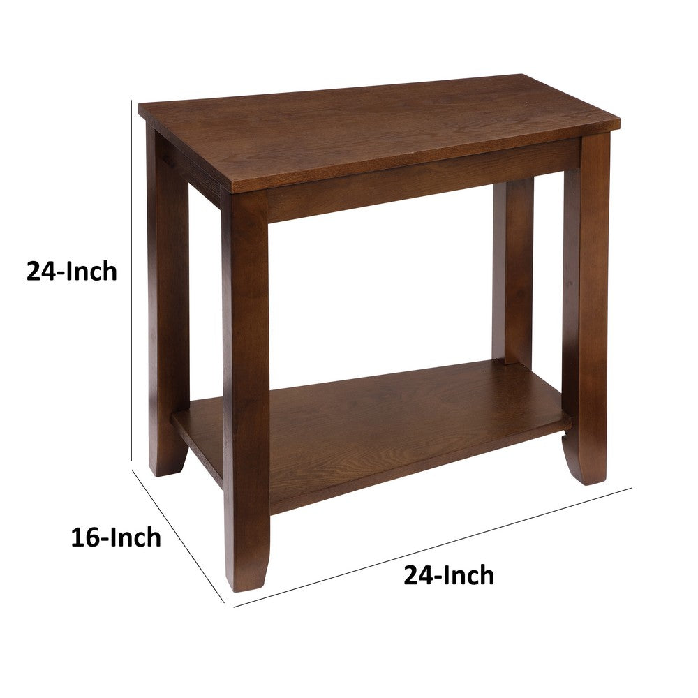 Elyna Chairside End Table, Wedge Shaped Espresso Brown Wood 24 Inch -BM336361