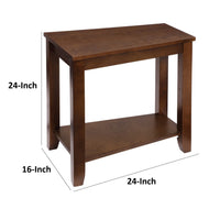 Elyna Chairside End Table, Wedge Shaped Espresso Brown Wood 24 Inch -BM336361