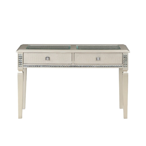 Juhi Sofa Console Table, 2 Drawers, Mirror Trim, Champagne Silver -BM336363