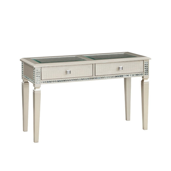 Juhi Sofa Console Table, 2 Drawers, Mirror Trim, Champagne Silver -BM336363